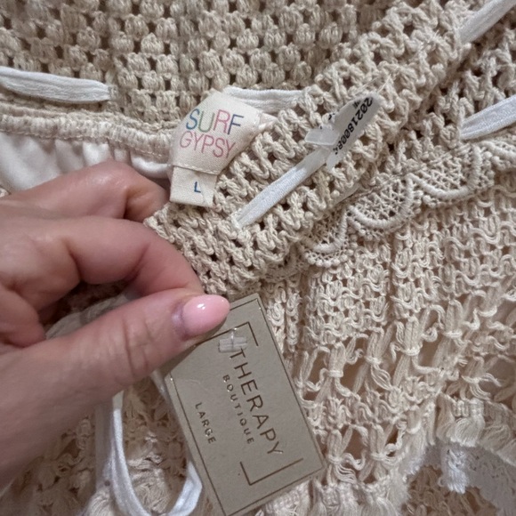 Surf Gypsy Cream Crochet Mini Skirt - Picture 3 of 5